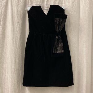 Jill Stuart Strapless‎ Velvet Sequined Bow Black Cocktail Mini Dress Size 6